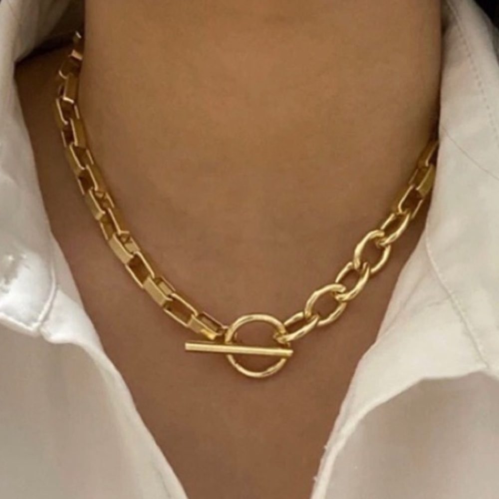 NEW 18K GOLD CHUNKY CHAIN NECKLACE